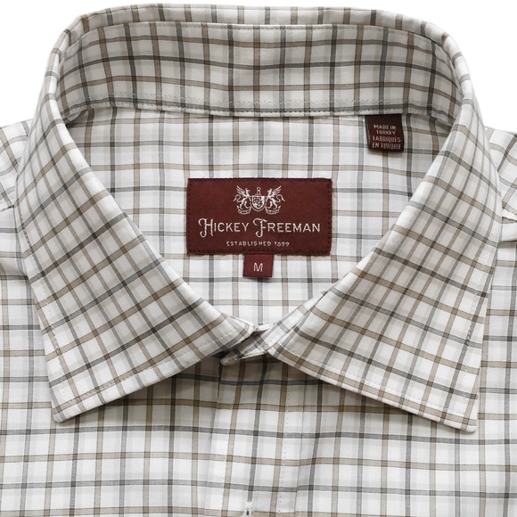 HICKEY FREEMAN White Check Sport Shirt Medium M - Picture 3 of 7